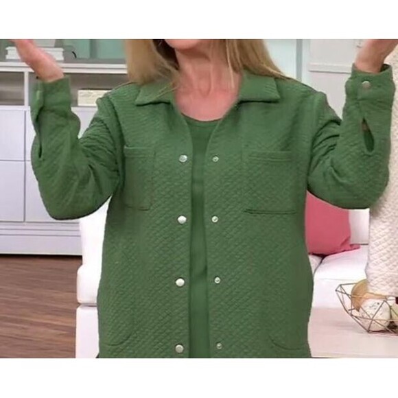 NWT New MUK LUKS Tall 3-Piece Quilted Shacket Lounge Set L Tall Sage Green Snaps - Picture 15 of 16